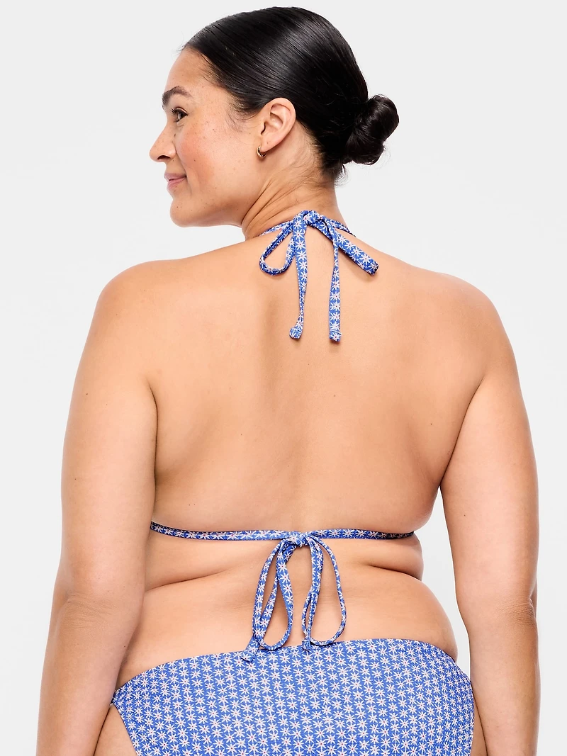 Pique Triangle String Bikini Swim Top