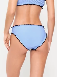Mid-Rise Ruffle Trim Swim Bottoms