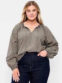 Long-Sleeve Ruffle Trim Top