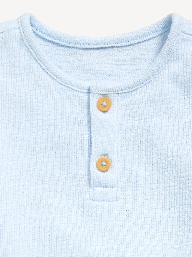 Jacquard-Knit Henley Shirt and Shorts Set for Baby