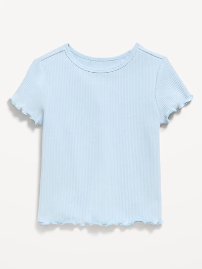 Short-Sleeve Lettuce-Edge T-Shirt for Toddler Girls