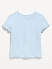 Short-Sleeve Lettuce-Edge T-Shirt for Toddler Girls