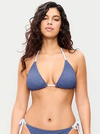 Pique Triangle String Bikini Swim Top