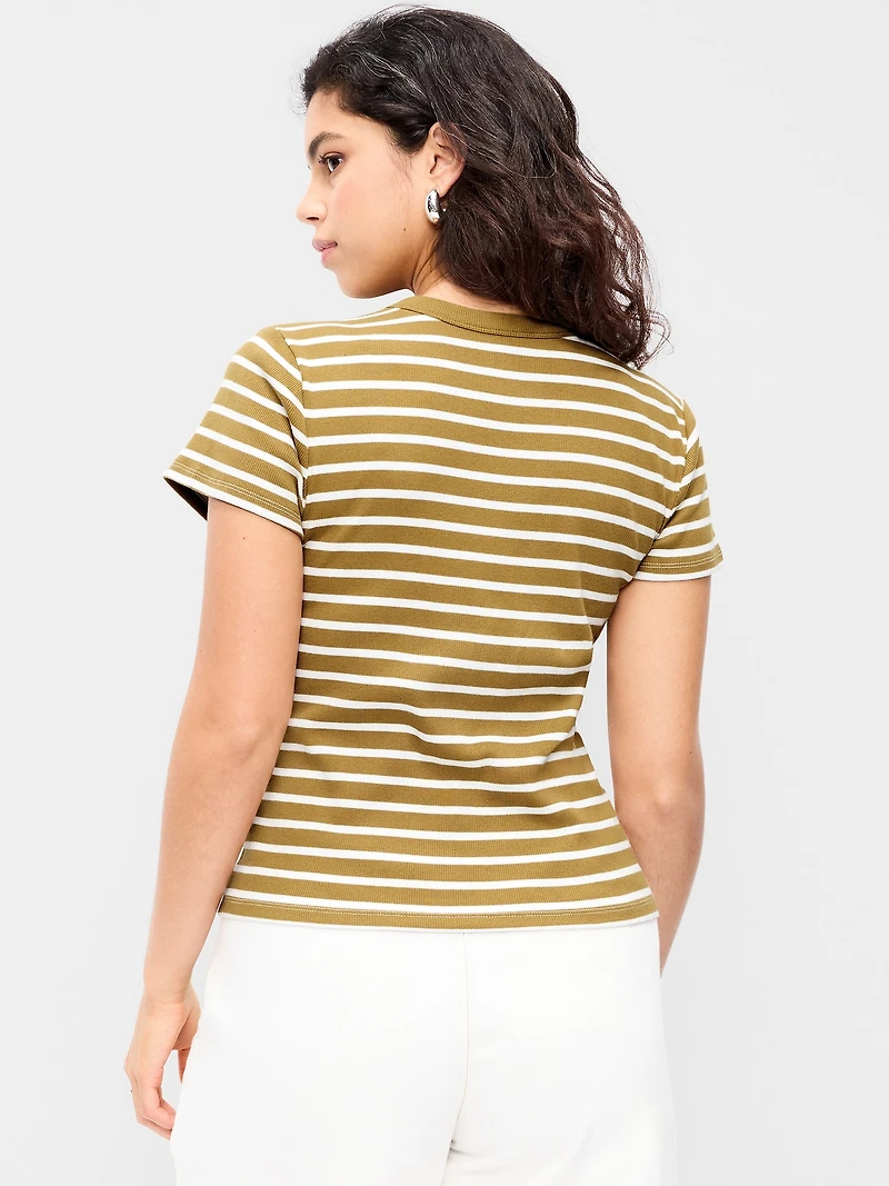 Snug Crew-Neck Ribbed T-Shirt