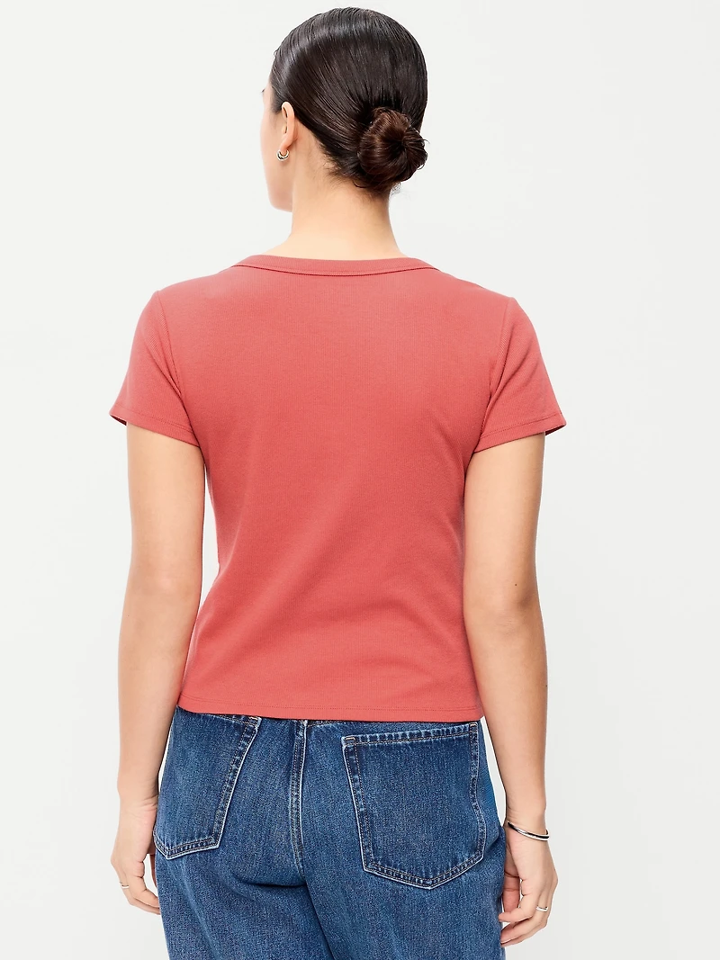 Snug V-Neck Crop T-Shirt