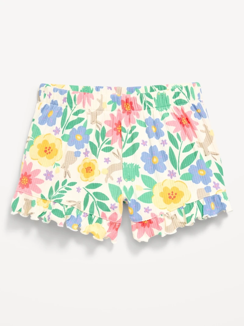Ribbed Ruffled Shorts for Toddler Girls