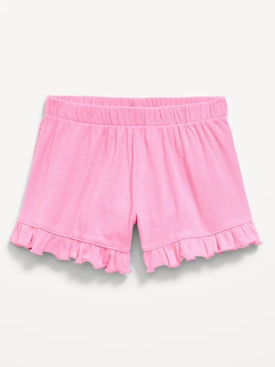 Ribbed Ruffled Shorts for Toddler Girls