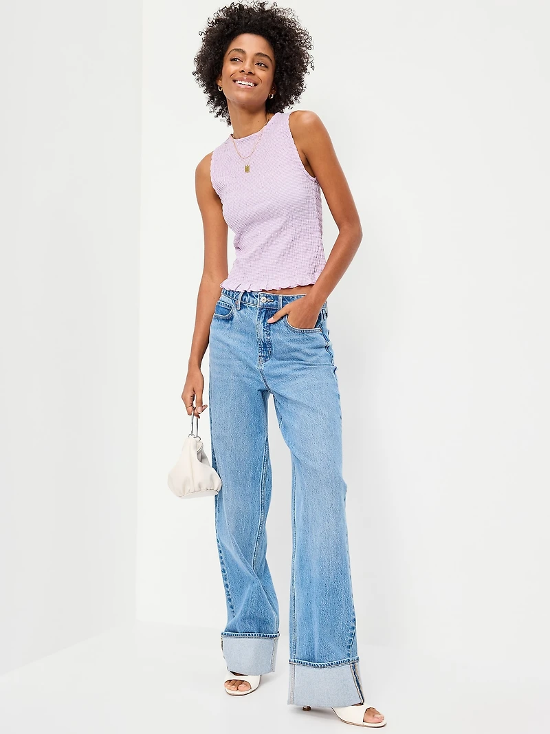 Sleeveless Smocked Tank Top