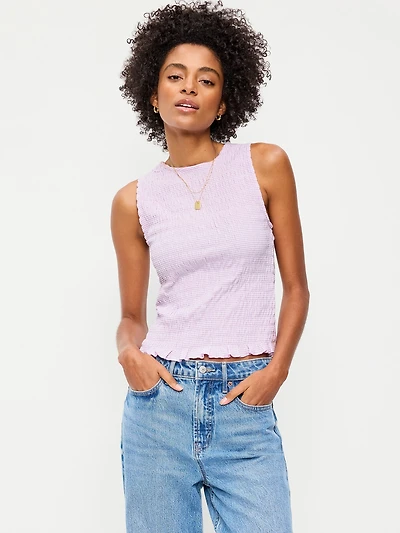 Sleeveless Smocked Tank Top