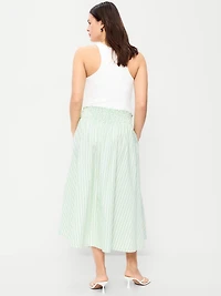 Smocked-Waist Midi Skirt