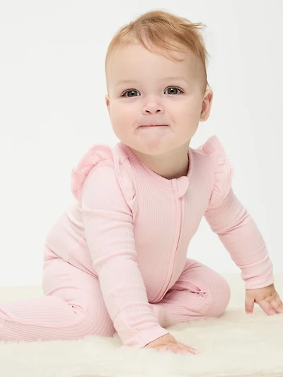 2-Way-Zip Sleep & Play Ribbed Footed One-Piece for Baby