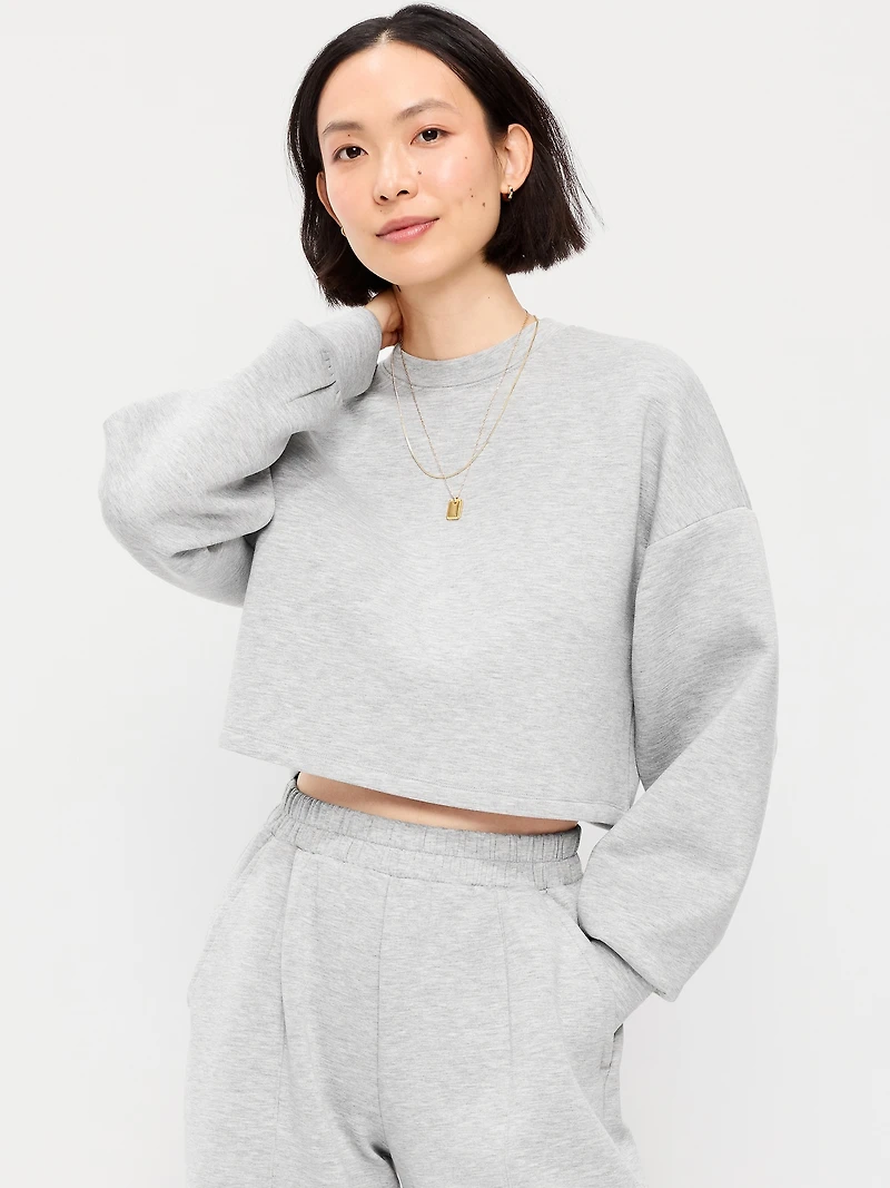 Bounce Fleece Crew-Neck Cropped Top
