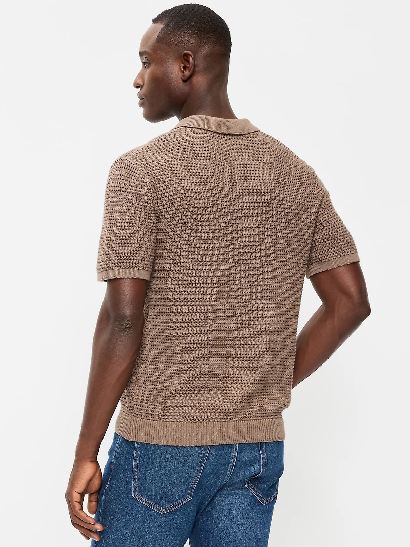 Short-Sleeve Polo Sweater