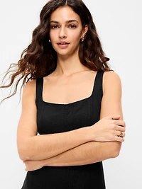 Fit & Flare Sleeveless Linen-Blend Midi Dress