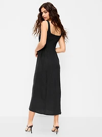 Fit & Flare Sleeveless Linen-Blend Midi Dress