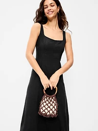 Fit & Flare Sleeveless Linen-Blend Midi Dress