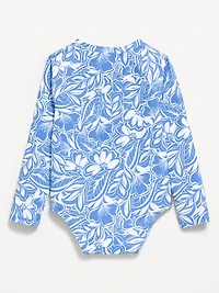 Printed Zip-Front Rashguard One-Piece Swimsuit for Toddler Girls