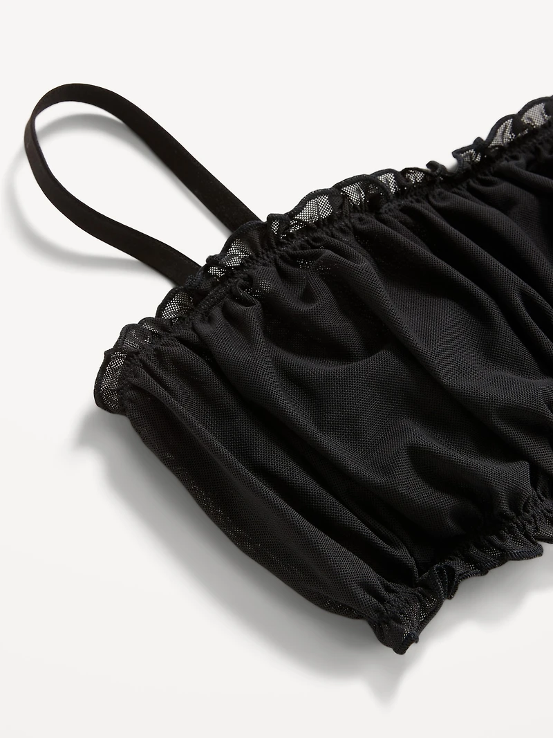 Ruffle-Edge Mesh Bralette