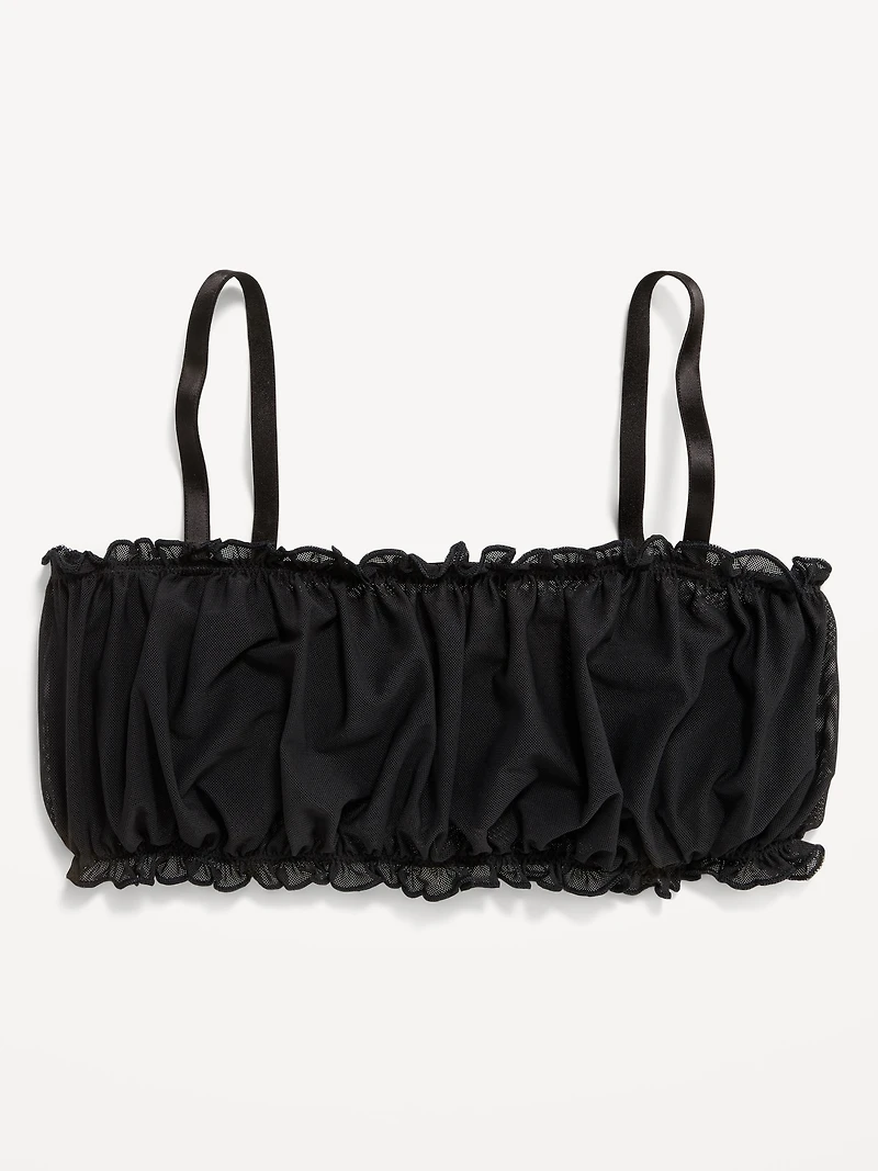 Ruffle-Edge Mesh Bralette