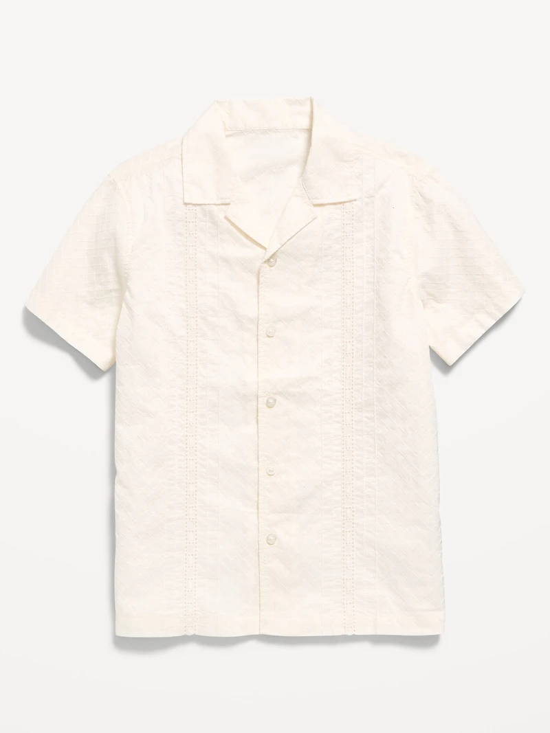 Short-Sleeve Embroidered Eyelet Shirt for Boys