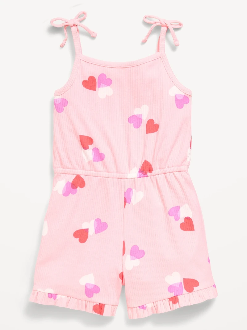 Sleeveless Tie-Bow Ribbed Romper for Toddler Girls