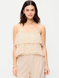 Sleeveless Tiered Lace Ruffle Top
