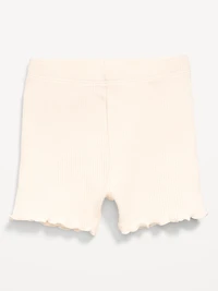 Ribbed Lettuce-Edge Biker Shorts for Baby