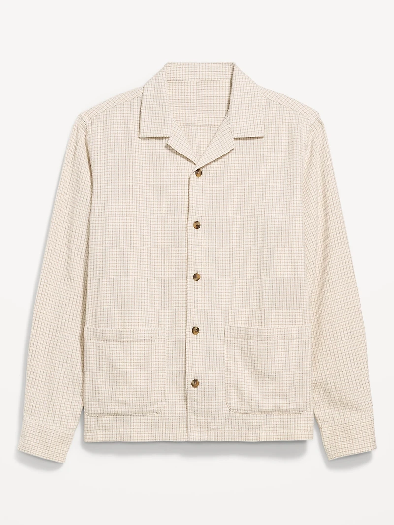 Long-Sleeve Textured Camp Shirt