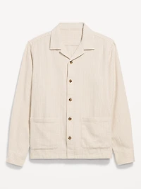 Long-Sleeve Textured Camp Shirt