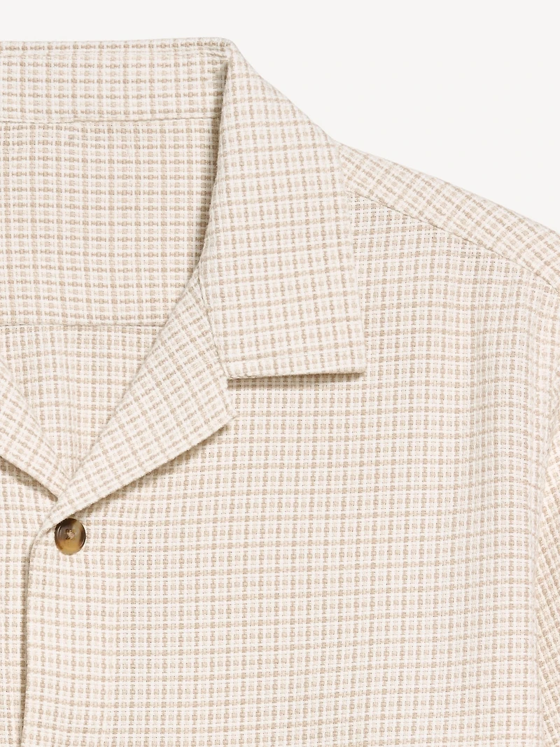 Long-Sleeve Textured Camp Shirt