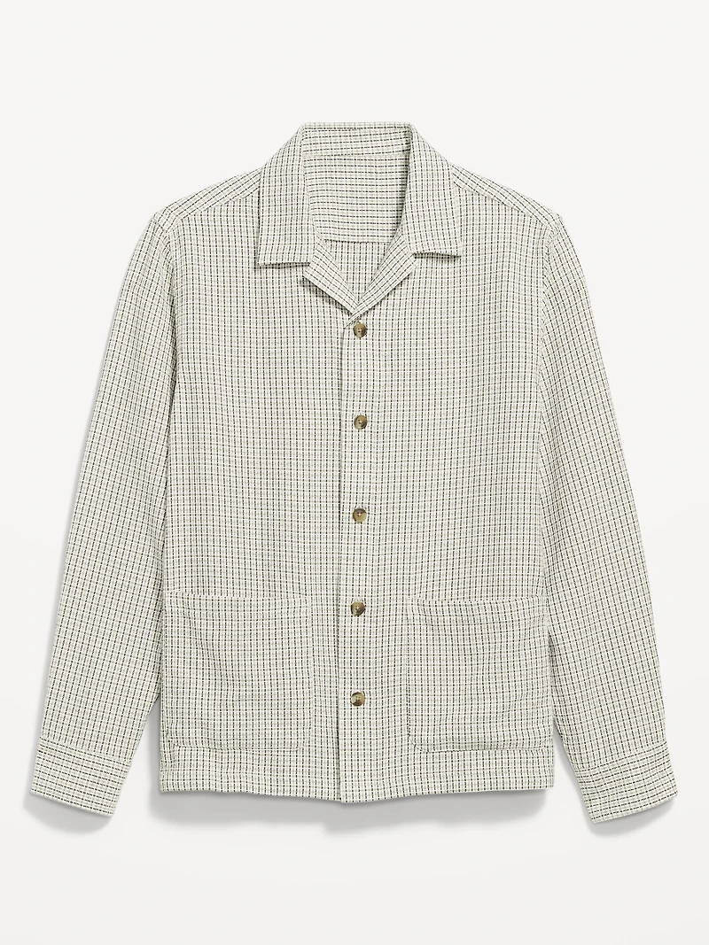 Long-Sleeve Textured Camp Shirt