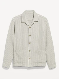 Long-Sleeve Textured Camp Shirt