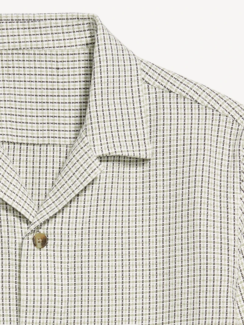 Long-Sleeve Textured Camp Shirt