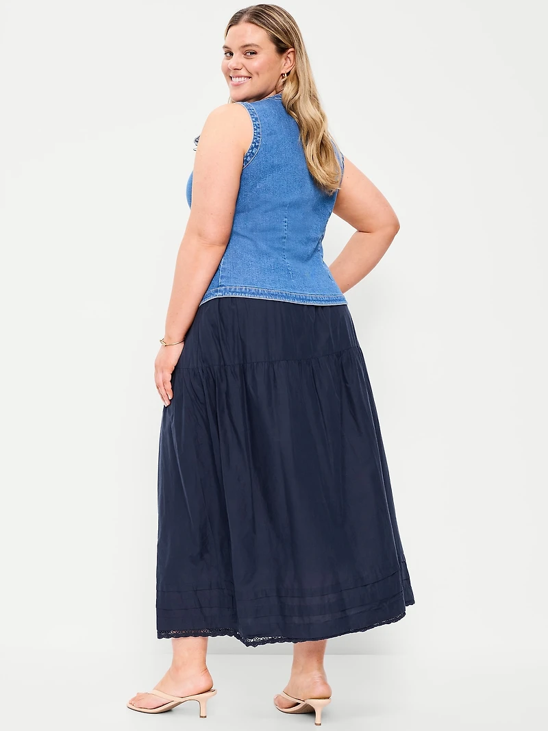 Lace-Trim Maxi Skirt