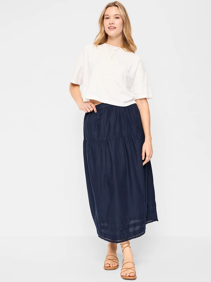 Lace-Trim Maxi Skirt