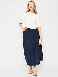 Lace-Trim Maxi Skirt