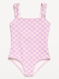 Printed Cross-Back One-Piece Swimsuit for Girls