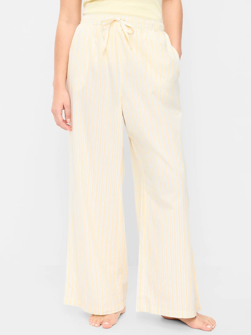 Poplin Wide-Leg Pajama Pants