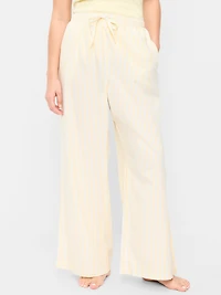 Poplin Wide-Leg Pajama Pants