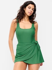 Matte Side-Tie Swim Dress