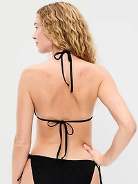 Eyelet Triangle String Bikini Swim Top