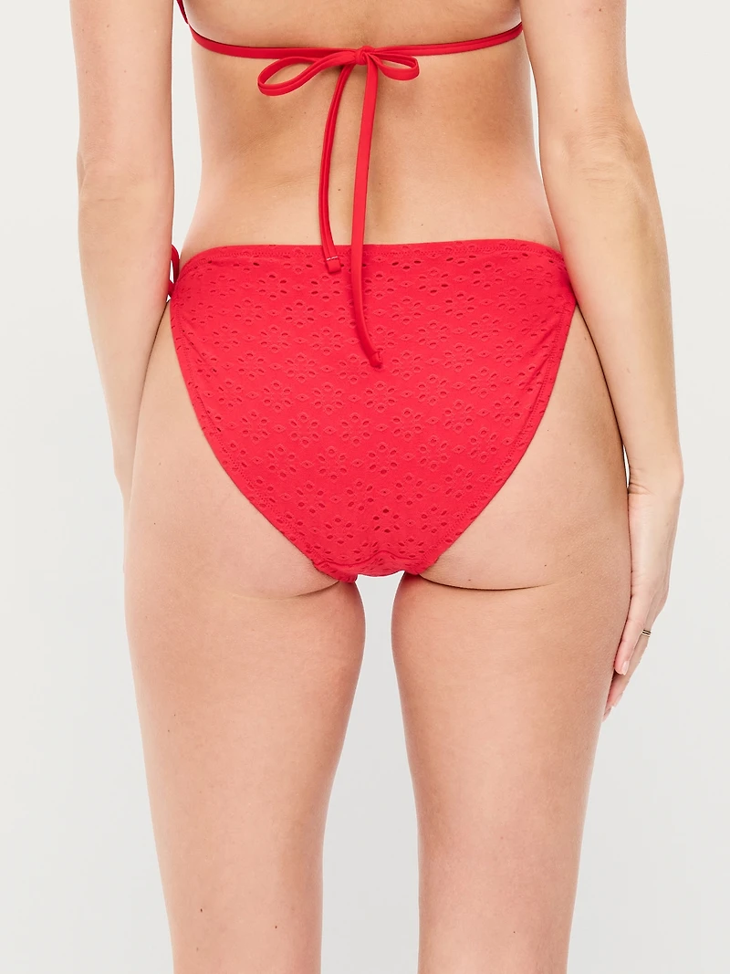 Eyelet String Bikini Swim Bottoms