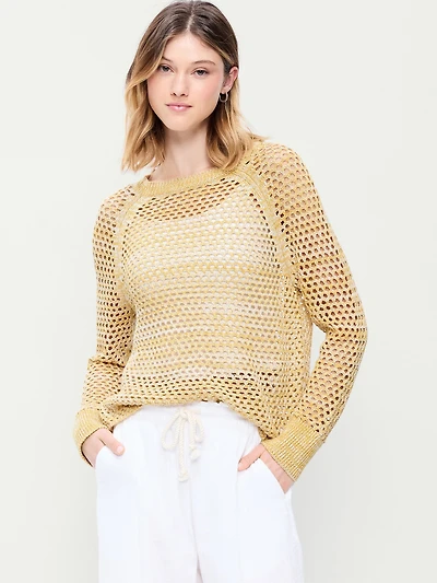 Open-Knit Raglan Sweater