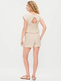 High-Waisted Linen-Blend Shorts - 3.5-inch inseam