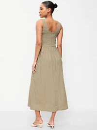 Fit & Flare Lightweight Smocked-Bodice Midi Dress