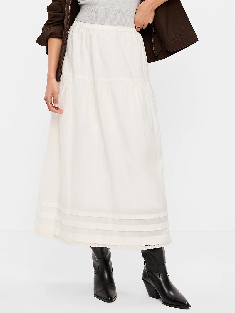 Lace-Trim Maxi Skirt