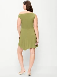 Fit & Flare Asymmetrical Shoulder Mini Dress