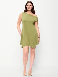 Fit & Flare Asymmetrical Shoulder Mini Dress