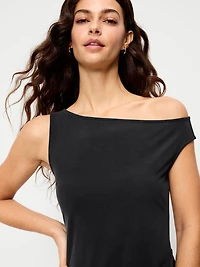 Fit & Flare Asymmetrical Shoulder Mini Dress