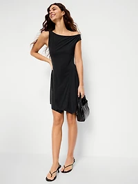 Fit & Flare Asymmetrical Shoulder Mini Dress